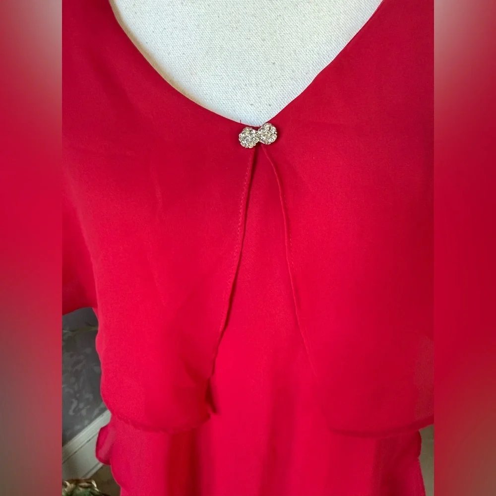 Coldwater Creek ladies fully lined ruffled layer dress size 16 excellent condi - Picture 7 of 16